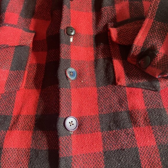 Vintage 60s Lumber King Buffalo Plaid Men M Shacket Jacket Canada - Picture 4 of 12